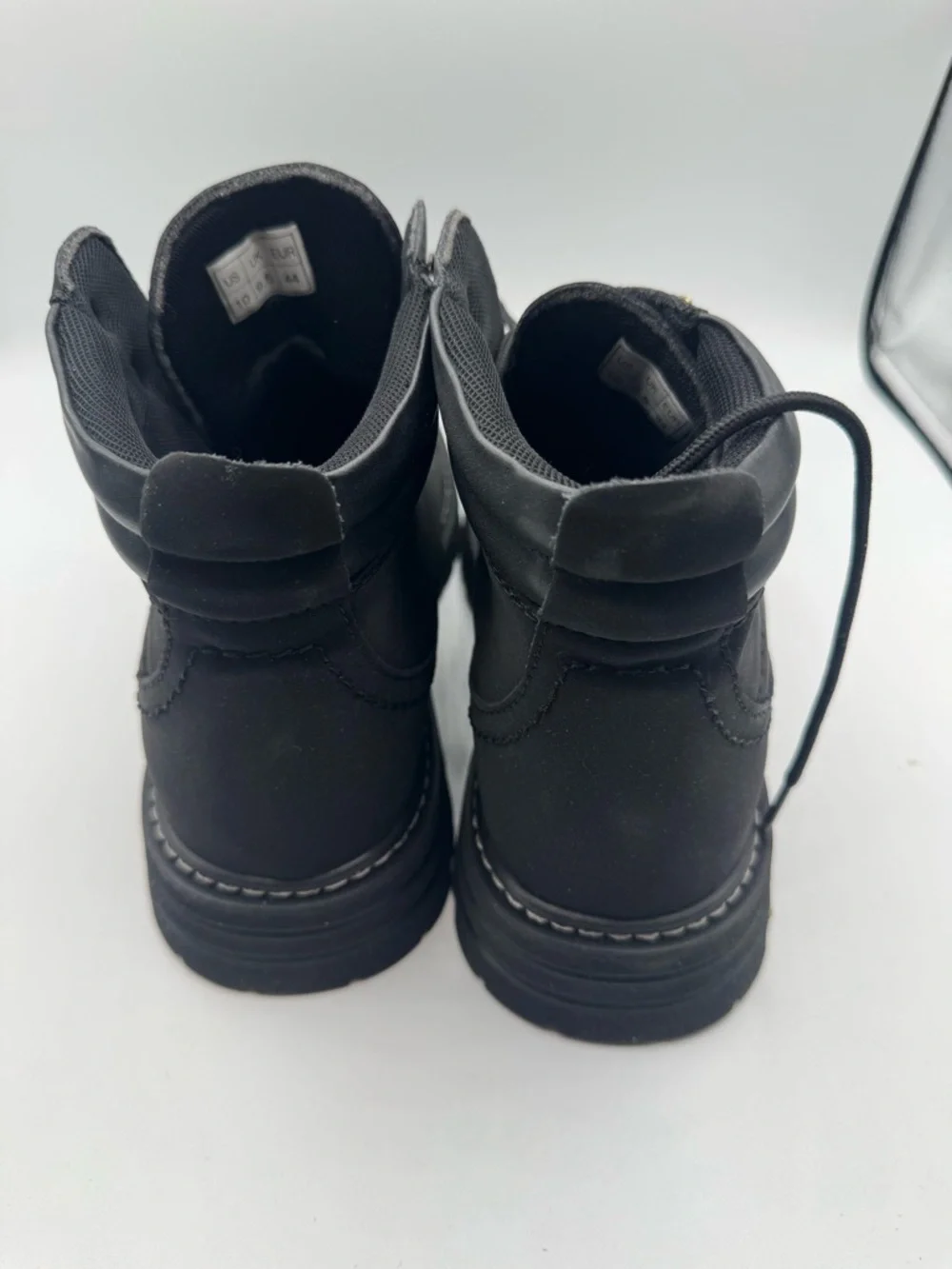 Men's Black Leather Lace-Up Work Boots